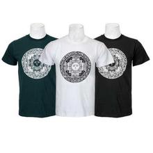 Pack Of 3 Half Sleeve Mandala Printed 100% Cotton T-Shirt For Men- Green/White/Black - 07