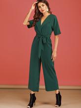 Surplice Front Self Tie Jumpsuit