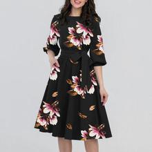 Plus Size 3XL Summer Dress 2019 Ladies Vintage Half Sleeve