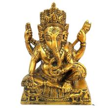 Golden Wooden Carved Decorative Ganesha Statue-181