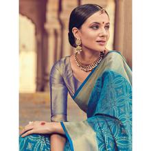 Stylee Lifestyle Full Traditional Jacquard Woven Design With Jacquard Blouse Blue Saree with Blue Blouse for Wedding, Party and Festival