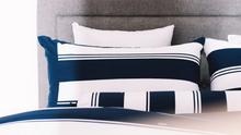 Lotus Melbourne Fitted Bedsheet-5pcs Blue and White Stripe