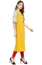 Women’s A-line Floral Printed Straight Kurta- Yellow