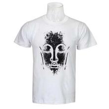 White Buddha Printed Round Neck 100% Cotton T-Shirt For Men