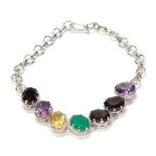 Multicolor Stone Studded Sterling Silver (92.5% Silver) Bracelet For Women - 9.3 gm