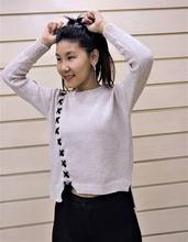 Cross Lace Up Crop Woolen Tshirt