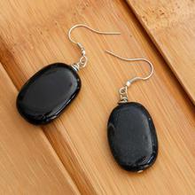 Black Oval Drop Earrings For Women