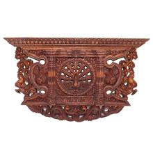Reddish Brown Wooden Carved Window For Decor