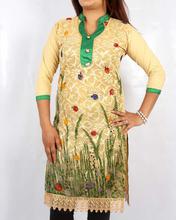 Saavya Design'S Women Beige/ Green Kurti
