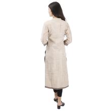 Cream Printed Straight Kurti