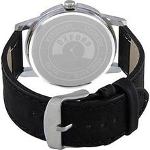 Oxford White Round Dial Black Synthetic Leather Strap Watch For