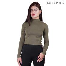 METAPHOR Green Solid Top (Plus Size) For Women - MT46F
