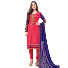 Style Lifestyle Elegant Contrast Floral Resham Thread Work With Jari & Multiple Ready Lace Coral Kurtha with Navy Blue Georgette Dupatta