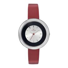 Titan 2482SL01 Red Leather Strap Analog Watch For Women