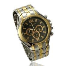 Men Luxury Watches Big Round Quartz Dial Analog Gold Silver Mix