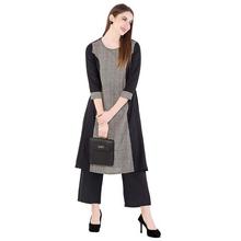 Harshana Women's Rayon Kurta With Palazzo Set, Black