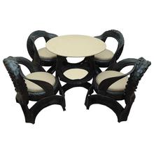 Black/Cream Recycled Tyre Outdoor Round Table & Chair Set