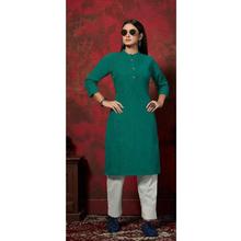 Plain Round Cut Buttoned Kurti For Women