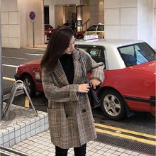 Plaid thick woolen coat women's autumn and winter mid-length