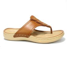 Brown V-Strap Slip-On Sandals For Women - 8909-6