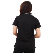 Yearcon Black Cotton Half Sleeves Polo T-Shirt For Women