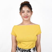 Plain Off Shoulder Tee for Women (Yellow 903)