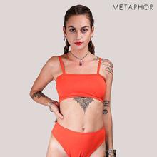 METAPHOR Orange Solid Bikini Set For Women(Plus Size)- MSS07I