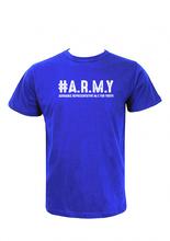 Wosa - Round Neck Wear Blue A.R.M.Y 100% Cotton T-Shirt For Men