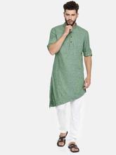 Freehand Men Green & White Solid Kurta with Pyjamas