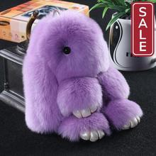 SALE - 14cm Cute Pluff Bunny Keychain Rex Genuine Rabbit Fur