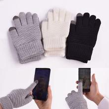 Winter Gloves Women Men Wool Knitted Mittens Touch Screen Gloves Warm Ladies Full Finger Stripe Gloves gants femme