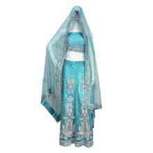 Blue Unstitched Floral Embroidery Lehenga For Women