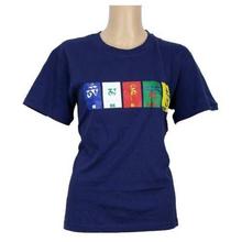 Round Neck Printed 100% Cotton T-Shirt For Women- Blue