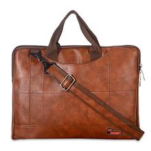 NVSBAGS Leather 14 inch Brown Laptop Bag for Men,