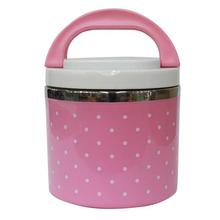 Pink Polka Dotted Two Layered Lunch Box - 630ml