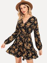 Self Tie Waist Floral Dress