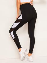 Contrast Mesh Solid Sports Leggings