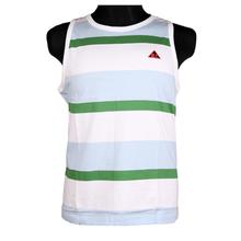 Green/ Sky Blue/ White Striped Tank Top for Men