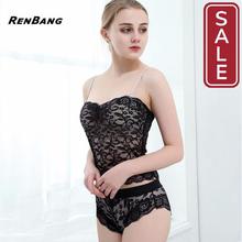 SALE- Ladies Sexy Tube Top+Briefs Lace Lingerie Set Plus Size Hollow