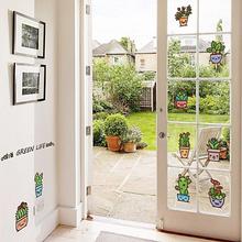 cute green cactus flower pots wall stickers