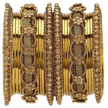 Mansiyaorange Traditional Party Wear Antique Work Golden Color Golden Bangles for Women Stylish