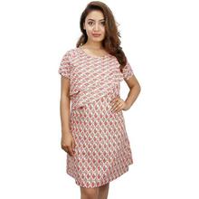 White/Pink Printed Mini Dress For Women