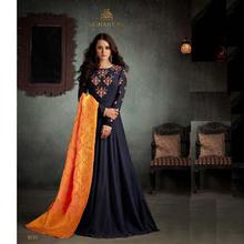 Designer Party Wear Floor Touch Gown (One Pc set ) - Navy Blue Color for Women