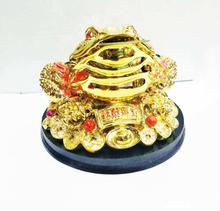 Exclusive Feng Shui Golden 3 Legged Frog, Toad with Lucky Coin Statue for Good Luck, Wealth, Prosperity at Home, Office