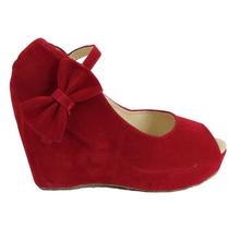 Red Peep Toe  Wedge Heel For Women