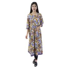 White Cotton Multicolored Floral Printed Maxi Dress For Women