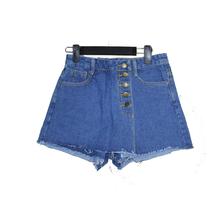 Front Button Retro Style Mini Denim Shorts For Women