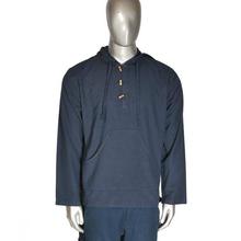 Navy Blue 100% Cotton Hooded Kurta Shirt For Men- MKR5032