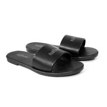 Black Printed Slide Sandals For Women