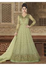 Stylee Lifestyle Green Color Printed Gown-1566
